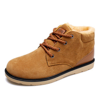 Men Suede Matching High Top Warm Fur Lining Lace Up Casual Boots