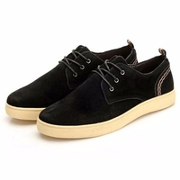 Men Suede Pure Color British Style Lace Up Casual Shoes