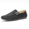 Men Suede Side Zipper Color Blocking Lazy Shoes Flat Casual Loafers