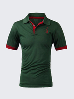 Men Summer Cotton Blend Giraffe Turn-down Collar Short Sleeve T-Shirt Polo Shirt
