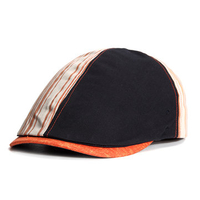 Men Summer Stripes Cotton Beret Cap Outdoor Sports Travel Sunscreen Hat