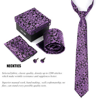 Men Tie Polyester Hanky Cufflinks Set Neckwear Wedding Business Accessories