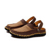Men Two Way Wearing Hollow Out Breathable Slip On Leather Beach Sandals Slippers
