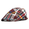 Men Unisex Cotton Lattice Pocket Design Beret Hat Casual Painter Plaid Flat Caps Adjustable
