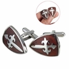 Men Vintage Wood Sword Silver Cufflinks Wedding Party Gift Shirt Accessories
