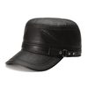 Men Warm Earflaps Leather Cap Flat Fleece Trucker Outdoor Sports Baseball Cap