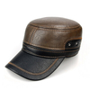 Men Warm Earflaps Leather Cap Flat Trucker Outdoor Sports Baseball Cap