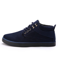 Men Warm Seude Casual Shoes Soft Round Toe Lace Up Flat Shoes