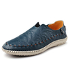 Men Weave Slip On Knitting Leather Pure Color Loafers