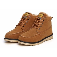 Men Winter Leather Lace Up Comfortable Flat Ankle Boots