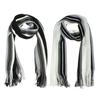 Men Winter Warm Striped Fringed Knit Wool Soft Long Scarf Classic Tassel