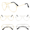 Men Women Aviator Pilot Shape Metal Frame Clear Lens Glasses Specs