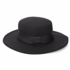 Men Women Boater Hat Sailor Wide Brim Fedora Felt Trilby Cap Flat-topped