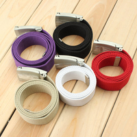 Men Women Candy Cotton Canvas Fabric Webbing Metal Buckle Belt Waistband