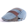 Men Women Cotton Acrylic Denim Zipper Beret Cap Breathable Adjustable Cabbie Hat