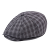 Men Women Cotton British Style Octagonal Beret Hats Grid Casual Vintage Painter Forward Caps