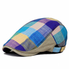 Men Women Cotton Colorful Plaid Cap Duckbill Ivy Cap Flat Cabbie Newsboy Beret Hat