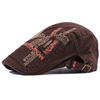 Men Women Cotton Embroidery Washed Newsboy Beret Hat Duckbill Golf Flat Buckle Cabbie Cap