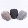 Men Women Cotton Grid Beret Hat Casual Outdoor Sunshade Hat Forward Peaked Adjustable Hat