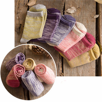 Men Women Cotton Harajuku Style Knitting Multi-Color Mid-Calf Socks Hosiery