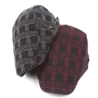 Men Women Cotton Vintage Casual Grid Beret Cap Newsboy Adjustable Beret Hat