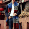 Men Women Couple Wool Scarves Warm Thick Long Hit Color Striped Knit Collar Scarf