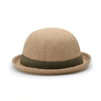 Men Women Dome Fedora Hats Flax Curling British Jazz Cap Sun Hat
