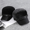 Men Women Faux Mink Fur PU Leather Earflap Earmuffs Baseball Cap Adjustable Outdoor Hat