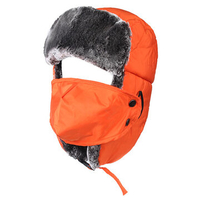 Men Women Fluffy Earmuff Buckle Hat With Face Mask Outdoor Bomber Earflap Cap