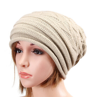 Men Women Fold Flanging Snowboard Skiing Knitted Cap Skullies Bonnet Beanie Hat