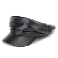 Men Women Genuine Leather Beret Cap Casual Outdoors Flat Army Hat