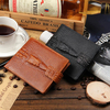 Men Women Genuine Leather Business Short Black Coffee Crocodile Pattern Wallet