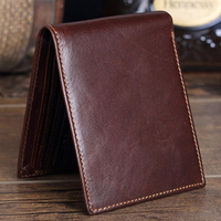 Men Women Genuine Leather Multi-slots Short Wallet Purse