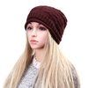 Men Women Knitted Crochet Baggy Beanie Caps Diamond Shaped Grid Warm Outdoor Ski Hats
