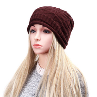 Men Women Knitted Crochet Baggy Beanie Caps Diamond Shaped Grid Warm Outdoor Ski Hats