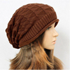 Men Women Knitted Crochet Ski Baggy Beanie Caps Diamond Shaped Grid Hats