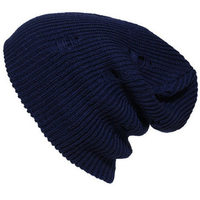 Men Women Knitted Slouch Beanie Hat Hole Elastic Outdoor Pure Color Cap