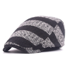Men Women Knitted Stripe Beret Cap Adjustable Newsboy Cabbie Hat