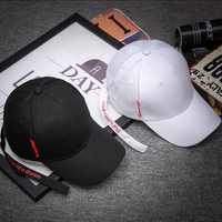 Men Women Letter Ribbon Solid Baseball Cap Long Belt Strap Sun Visor Peaked Cap