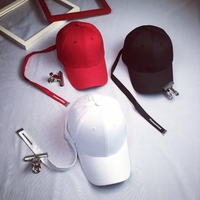 Men Women Long Belt Strap Solid Baseball Cap Snapback Sun Visor Hats+Clip