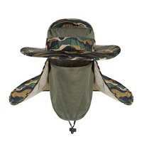 Men Women Mesh Outdoor UV-proof Bucket Caps Windproof Fishing Neck Face Flap Flat Hat