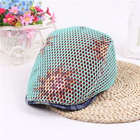 Men Women Outdoor Sun Mesh Print Beret Cap Newsboy Golf Cabbie Flat Peaked Sport Hat