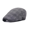 Men Women Plaid Cotton Beret Cap Peaked Cap Retro Forward Hat