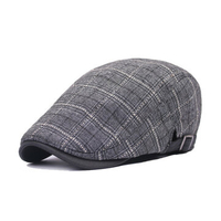 Men Women Plaid Cotton Beret Cap Peaked Cap Retro Forward Hat