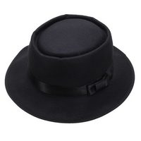 Men Women Porkpie Pork Pie Fedora Upturn Short Brim Black Ribbon Band Caps