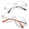 Men Women Retro Big Round Metal Frame Clear Lens Glasses Spectacles Eyeglass