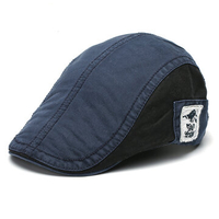 Men Women Retro Embroidery Cotton Beret Cap Casual Forward Peaked Hat