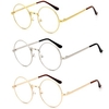Men Women Round Metal Frame Eyeglasses Clear Lens Vintage Retro Geek Glasses Specs