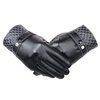 Men Women Screen Touch Artificial Leather Buckle Gloves Elastic Windproof Driving Mittens