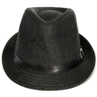 Men Women Solid Braid Fedora Trilby Gangster Cap Buckle Beach Sun Straw Panama Hat